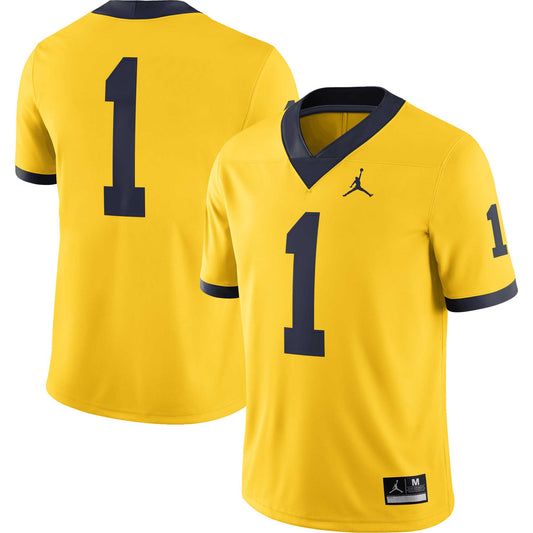 Men's Jordan Brand #1 Maize Michigan Wolverines Alternate Game Jersey