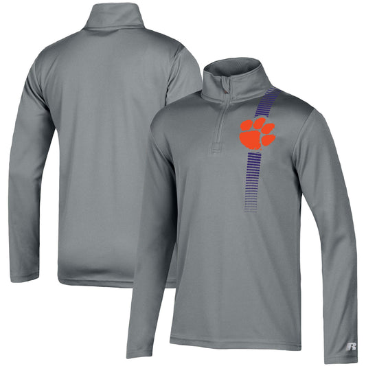 Youth Russell Gray Clemson Tigers Fitness Quarter-Zip Top