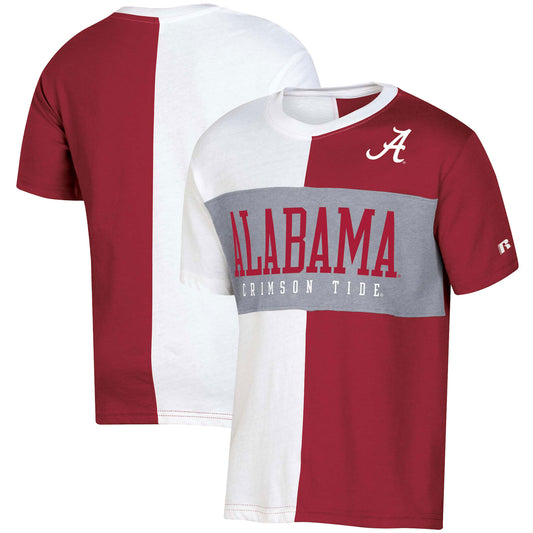 Youth Russell White/Crimson Alabama Crimson Tide Colorblock T-Shirt