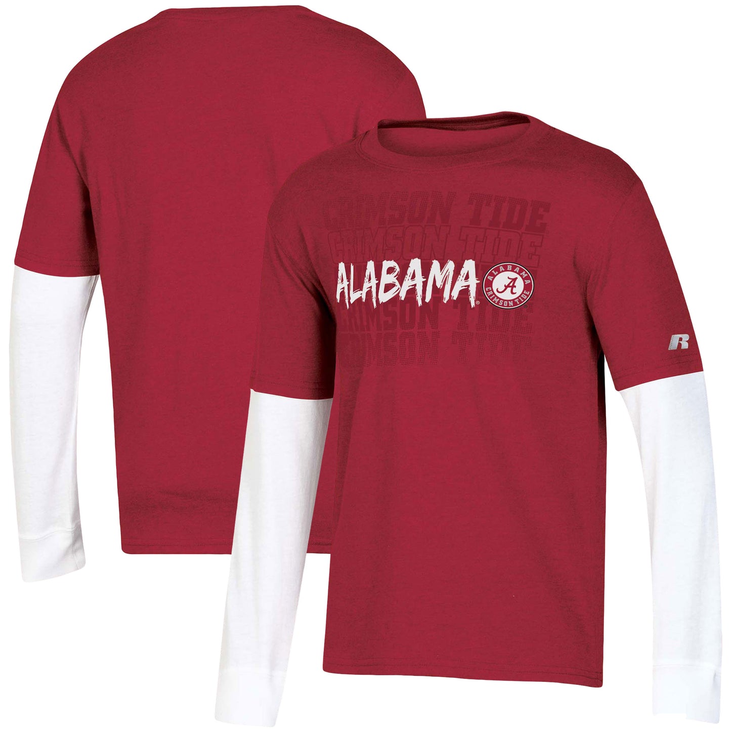 Youth Russell Heathered Crimson Alabama Crimson Tide Layered Long Sleeve T-Shirt