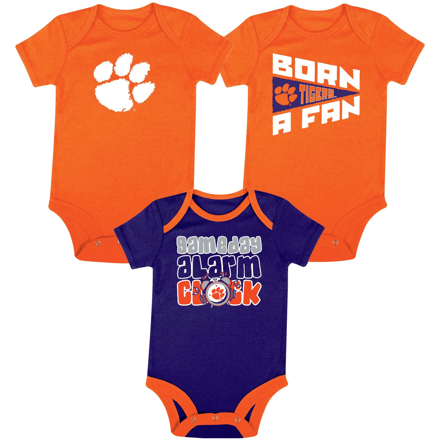 Infant Russell Orange/Purple Clemson Tigers 3-Pack Bodysuit Set