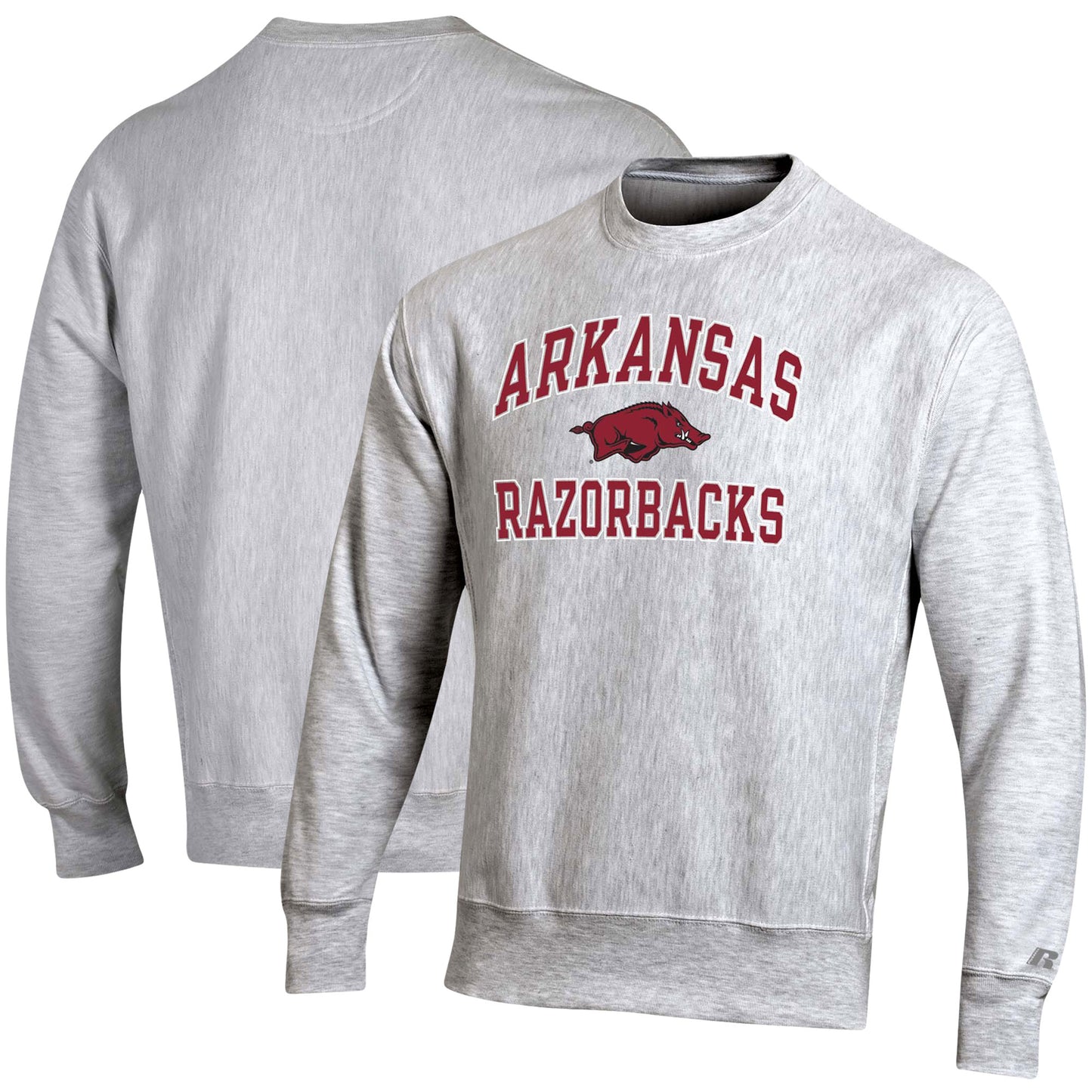 Men's Russell Heathered Gray Arkansas Razorbacks Fleece Pullover Sweatshirt