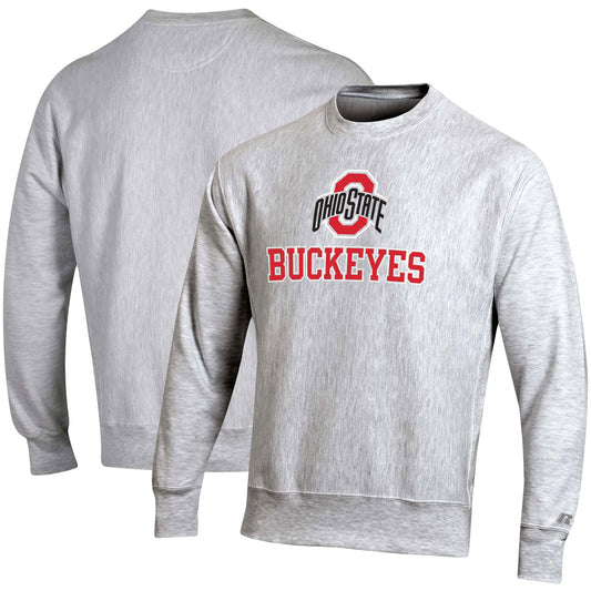 Men's Russell Heathered Gray Ohio State Buckeyes Fleece Pullover Sweatshirt