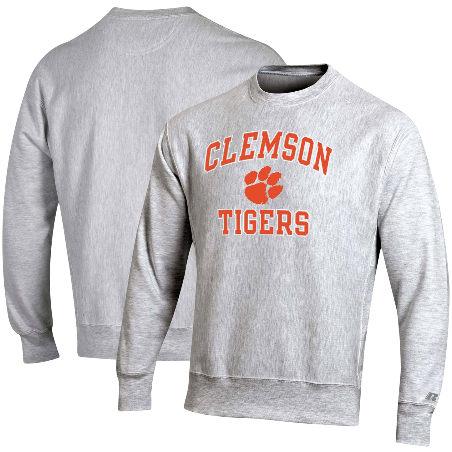 Men's Russell Heathered Gray Clemson Tigers Fleece Pullover Sweatshirt