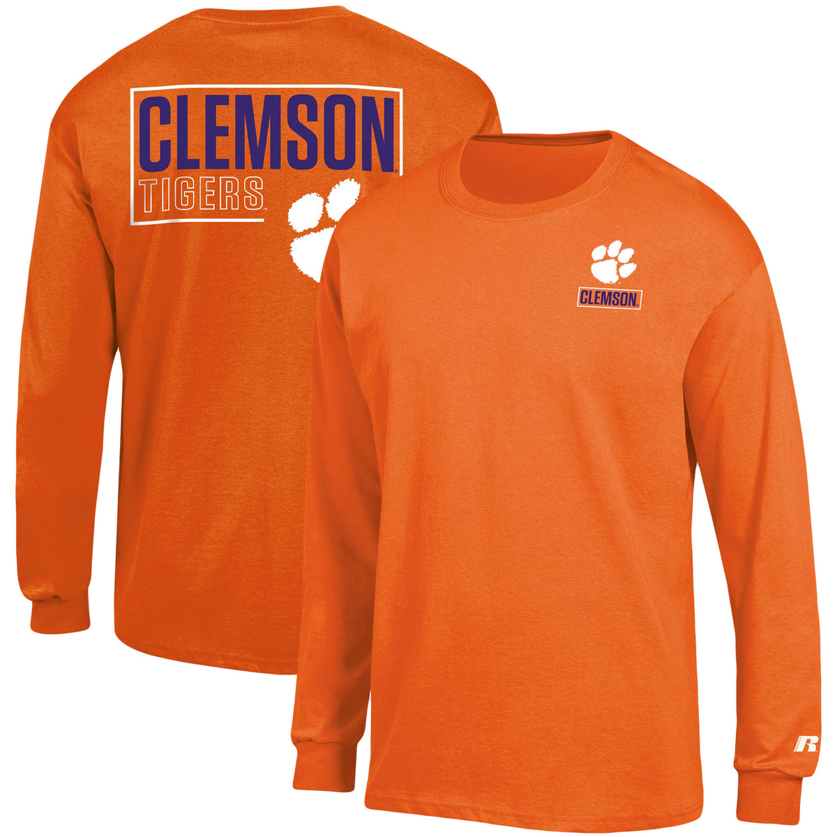 Men's Russell Orange Clemson Tigers 2-Hit Long Sleeve T-Shirt