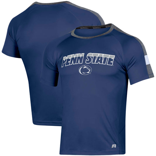 Men's Russell Navy Penn State Nittany Lions Colorblocked Impact Raglan T-Shirt