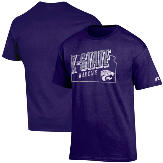 Men's Russell Purple Kansas State Wildcats Distressed Wordmark T-Shirt