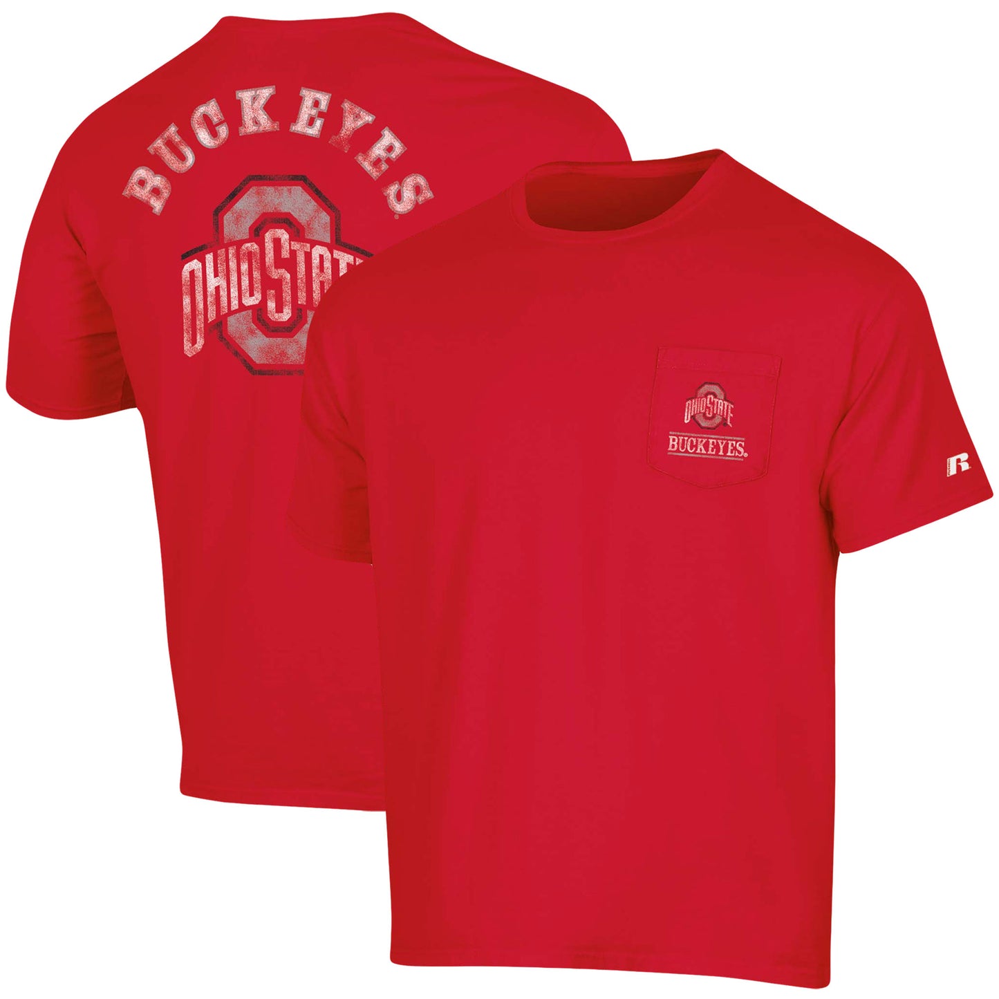 Men's Russell Scarlet Ohio State Buckeyes Pocket Logo T-Shirt