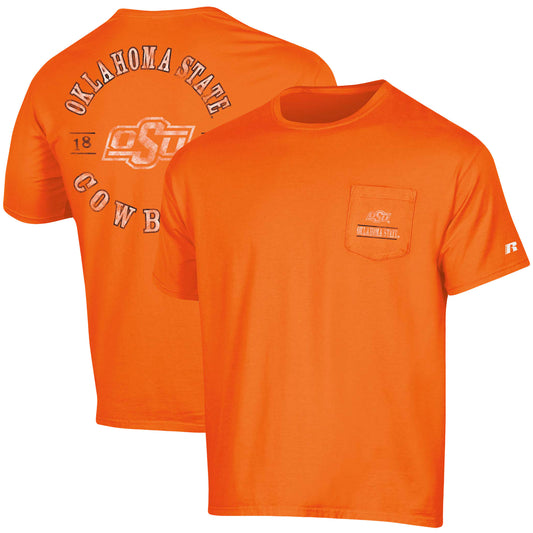 Men's Russell Orange Oklahoma State Cowboys Pocket Logo T-Shirt