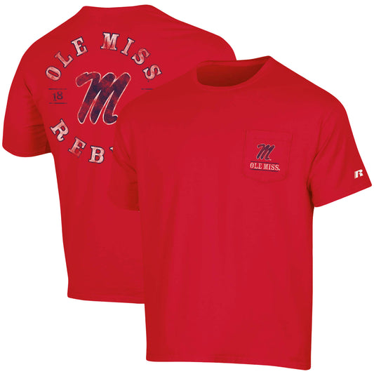 Men's Russell Red Ole Miss Rebels Pocket Logo T-Shirt