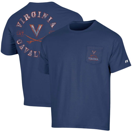 Men's Russell Navy Virginia Cavaliers Pocket Logo T-Shirt