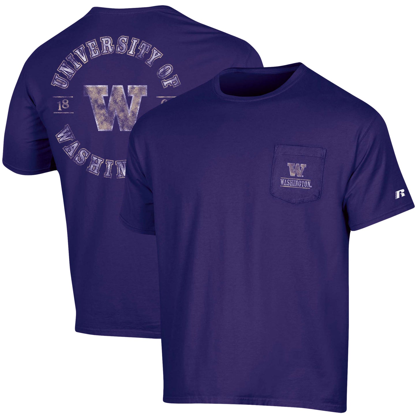 Men's Russell Purple Washington Huskies Pocket Logo T-Shirt