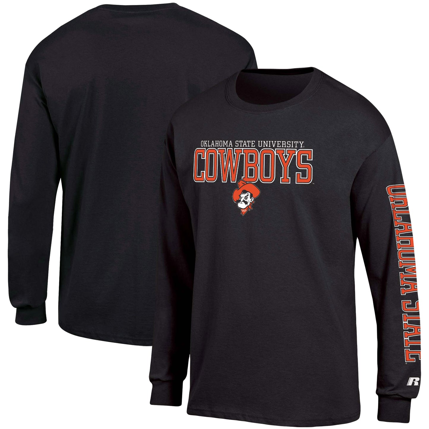 Men's Russell Black Oklahoma State Cowboys Sleeve Hit Long Sleeve T-Shirt