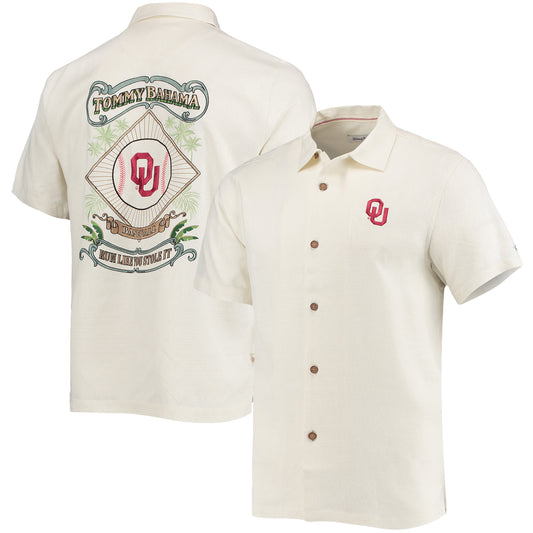 Men's Tommy Bahama White Oklahoma Sooners Run Like You Stole It Camp Button-Up Shirt