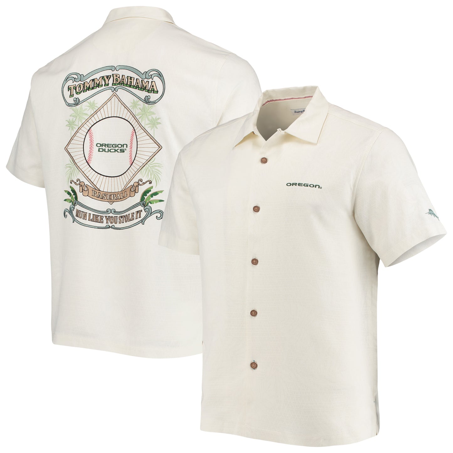 Men's Tommy Bahama White Oregon Ducks Run Like You Stole It Camp Button-Up Shirt