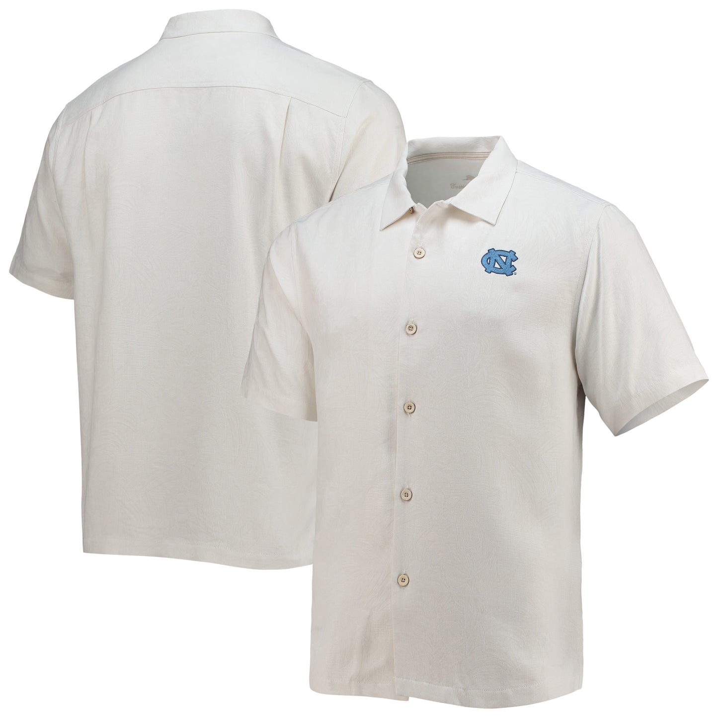 Men's Tommy Bahama White North Carolina Tar Heels Tropic Isles Camp Button-Up Shirt
