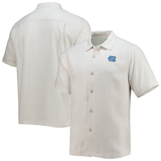 Men's Tommy Bahama White North Carolina Tar Heels Tropic Isles Camp Button-Up Shirt