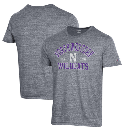 Men's Champion Gray Northwestern Wildcats Ultimate Tri-Blend T-Shirt