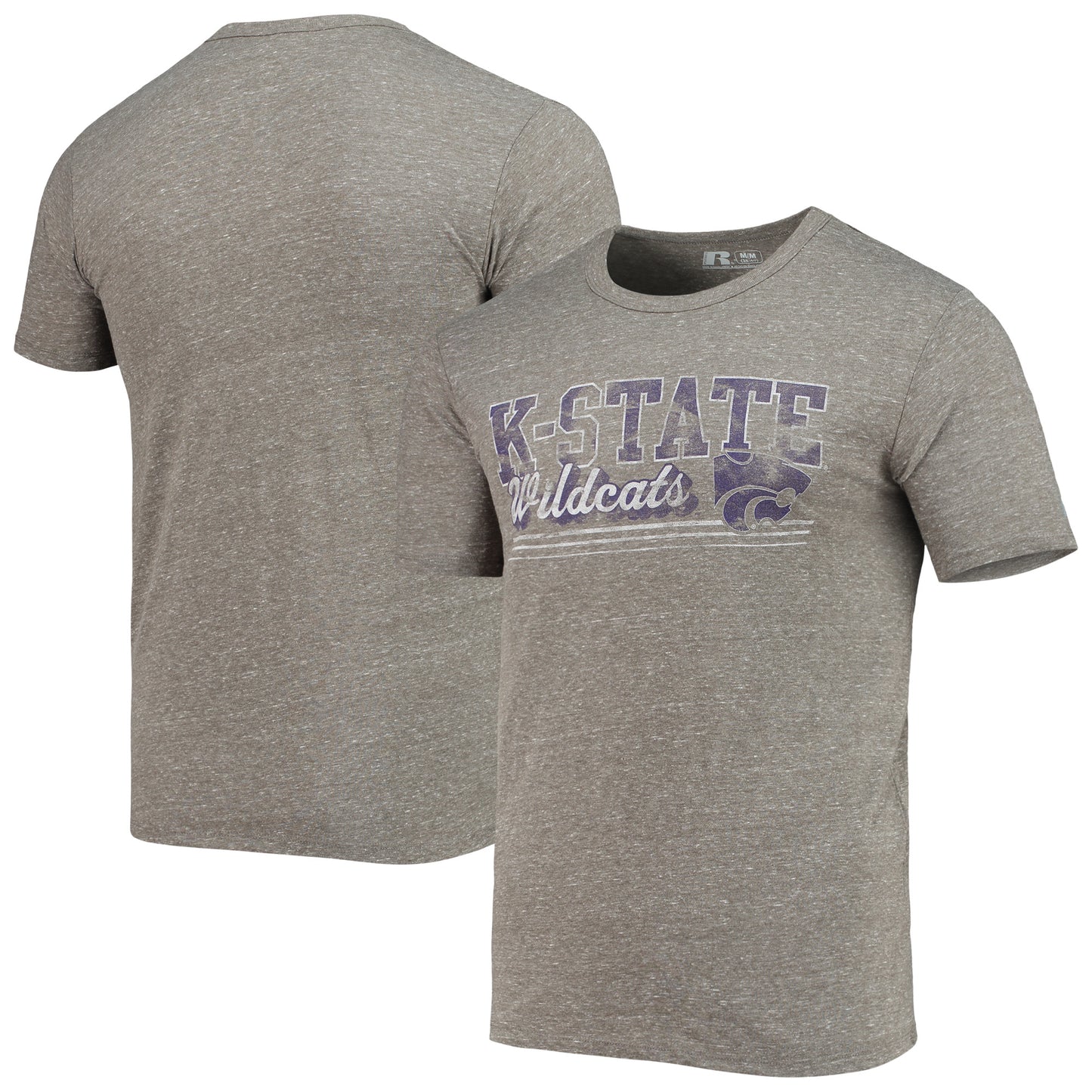 Men's Russell Heathered Charcoal Kansas State Wildcats Tri-Blend T-Shirt