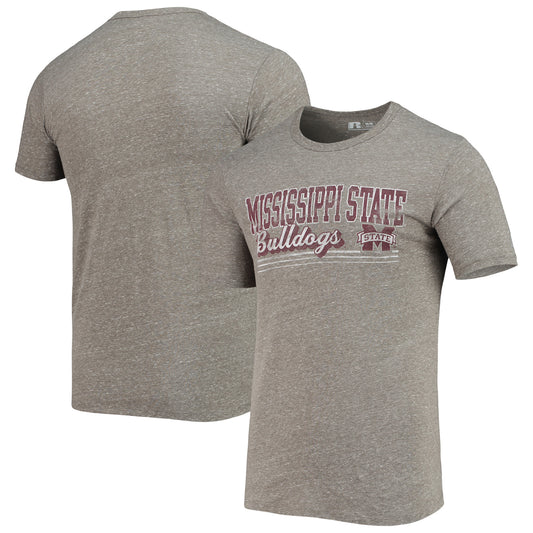 Men's Russell Heathered Charcoal Mississippi State Bulldogs Tri-Blend T-Shirt