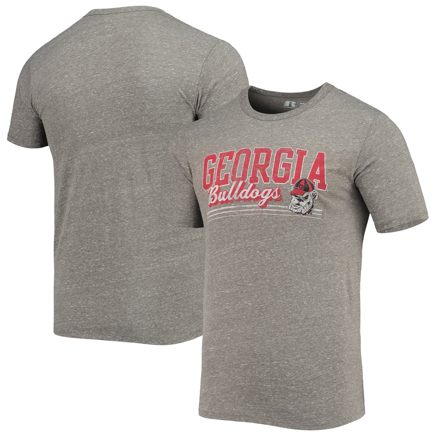 Men's Russell Heathered Charcoal Georgia Bulldogs Tri-Blend T-Shirt