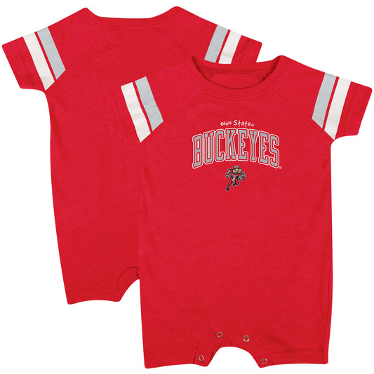 Newborn & Infant Russell Heathered Scarlet Ohio State Buckeyes Raglan Romper