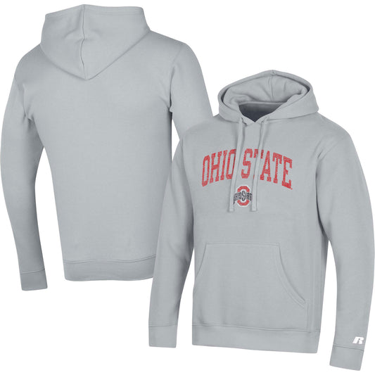 Men's Russell Gray Ohio State Buckeyes Tri-Blend Pullover Hoodie