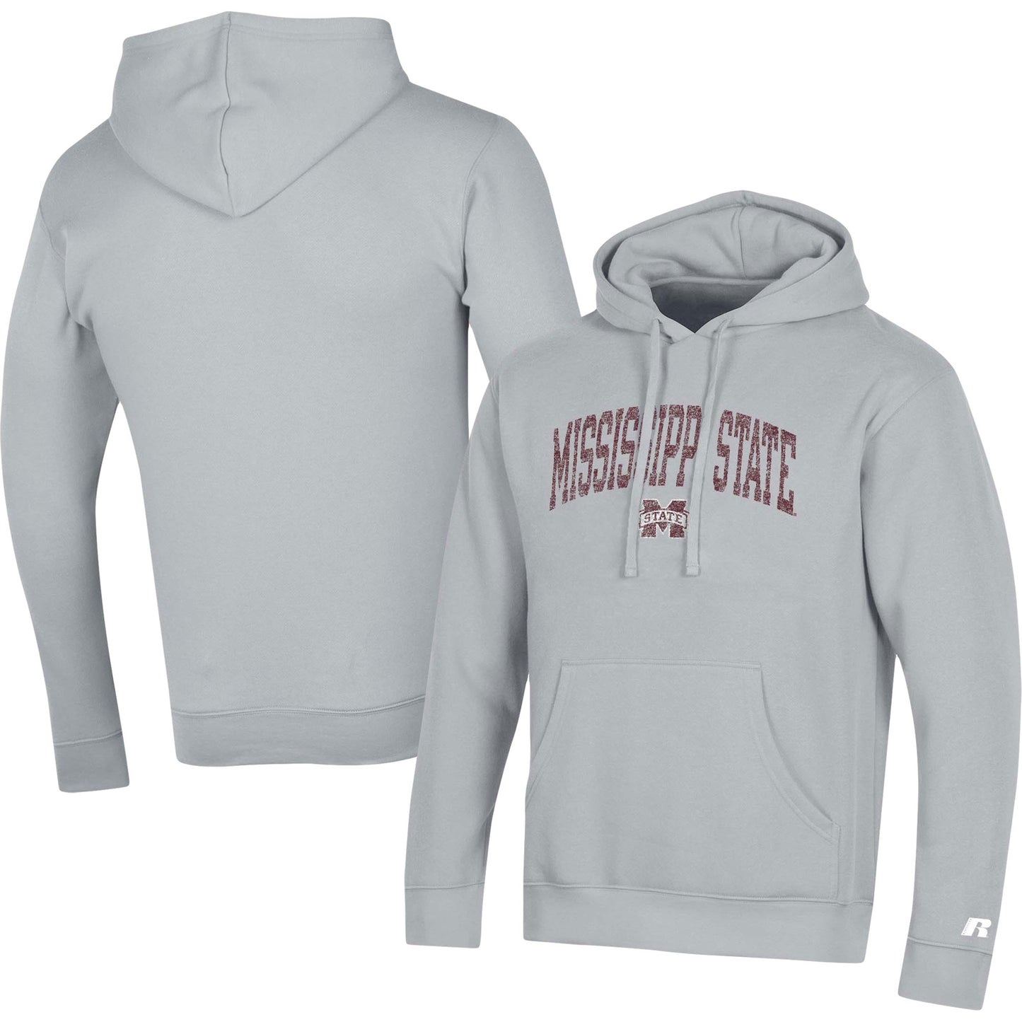 Men's Russell Gray Mississippi State Bulldogs Tri-Blend Pullover Hoodie