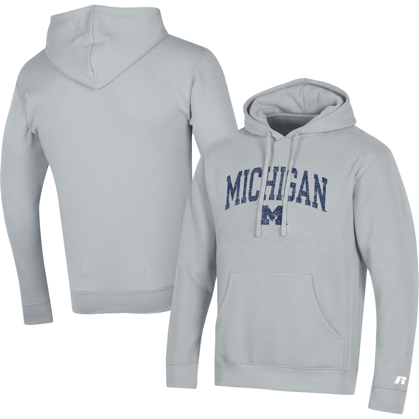 Men's Russell Gray Michigan Wolverines Tri-Blend Pullover Hoodie