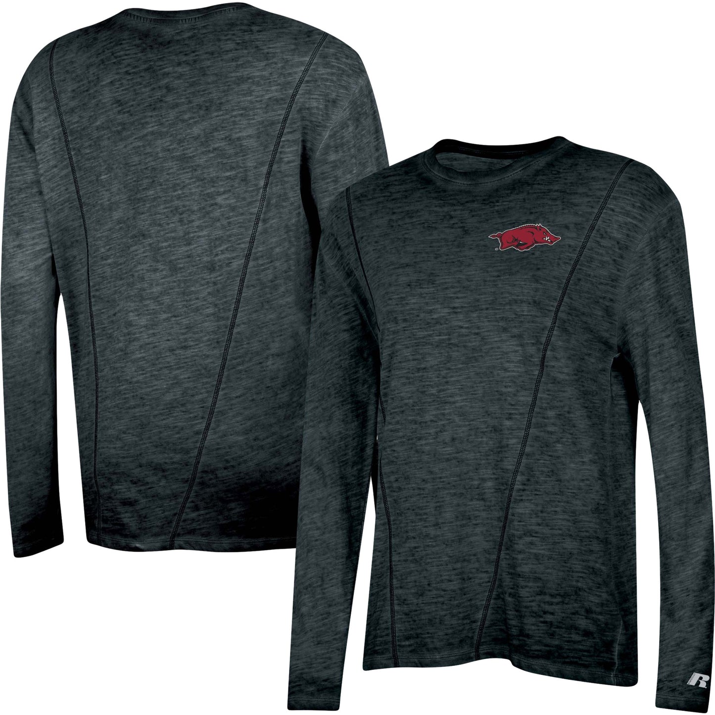 Women's Russell Heathered Black Arkansas Razorbacks Boxy Long Sleeve T-Shirt