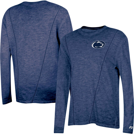 Women's Russell Heathered Navy Penn State Nittany Lions Boxy Long Sleeve T-Shirt