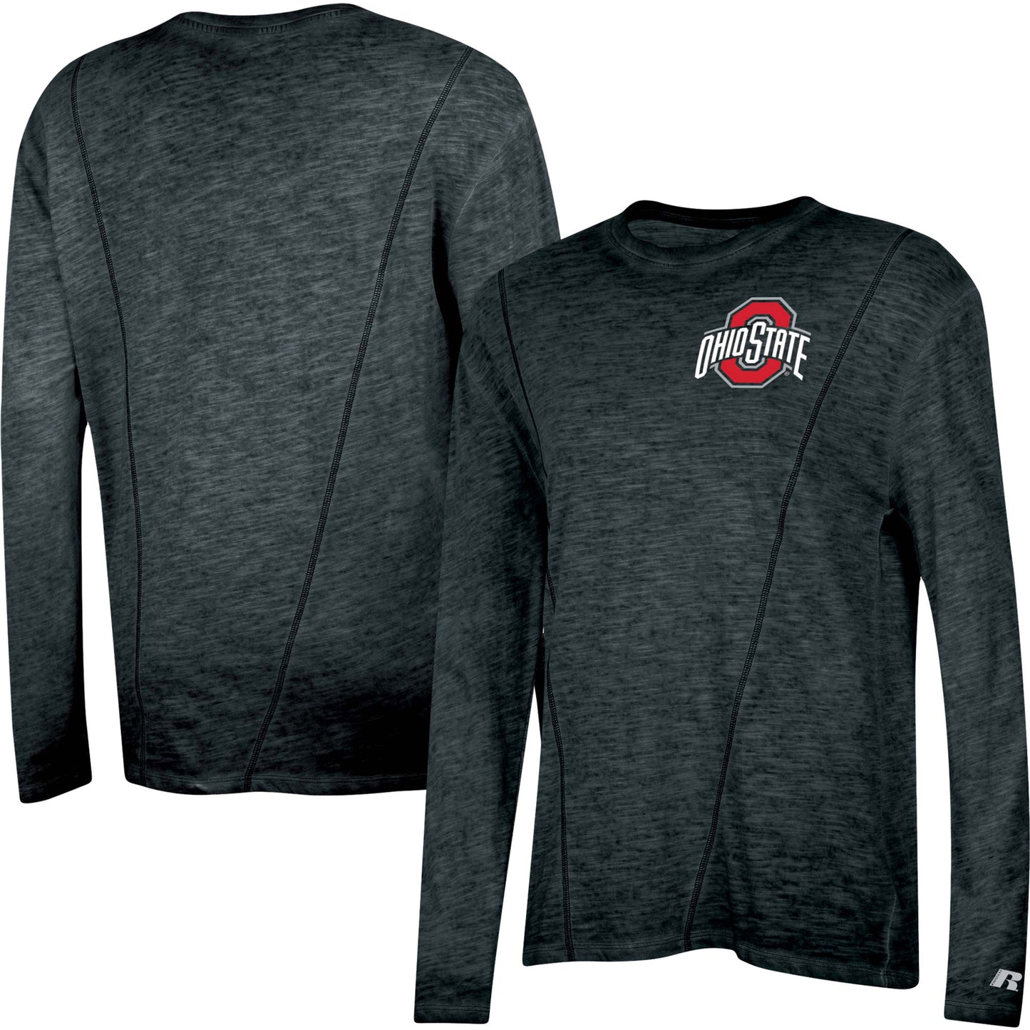 Women's Russell Heathered Black Ohio State Buckeyes Boxy Long Sleeve T-Shirt