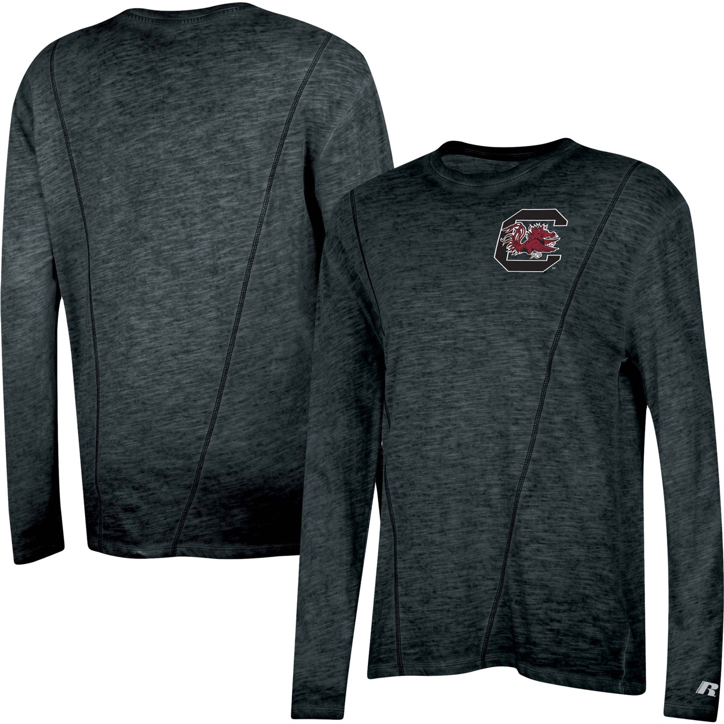 Women's Russell Heathered Black South Carolina Gamecocks Boxy Long Sleeve T-Shirt