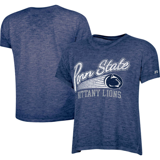 Women's Russell Heathered Navy Penn State Nittany Lions Boxy T-Shirt