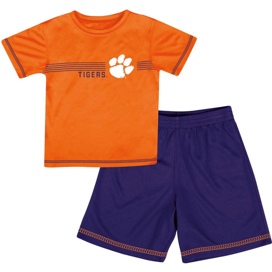 Toddler Russell Orange/Purple Clemson Tigers Team Logo T-Shirt & Shorts Set