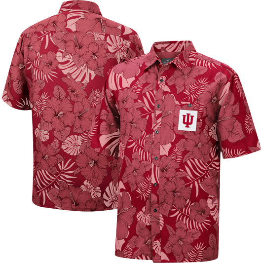 Men's Colosseum Crimson Indiana Hoosiers The Dude Camp Button-Up Shirt