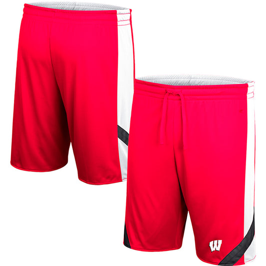 Men's Colosseum Red/White Wisconsin Badgers Am I Wrong Reversible Shorts