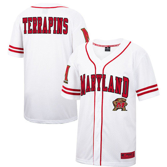 Men's Colosseum White Maryland Terrapins Free Spirited Mesh Button-Up Baseball Jersey