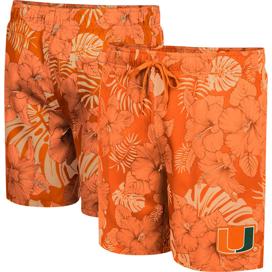 Men's Colosseum Orange Miami Hurricanes The Dude Swim Shorts