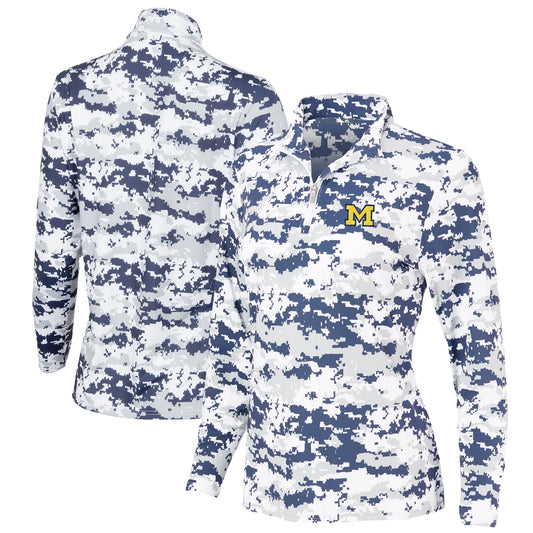 Women's Navy Michigan Wolverines Digital Camo Performance Quarter-Zip Pullover Jacket