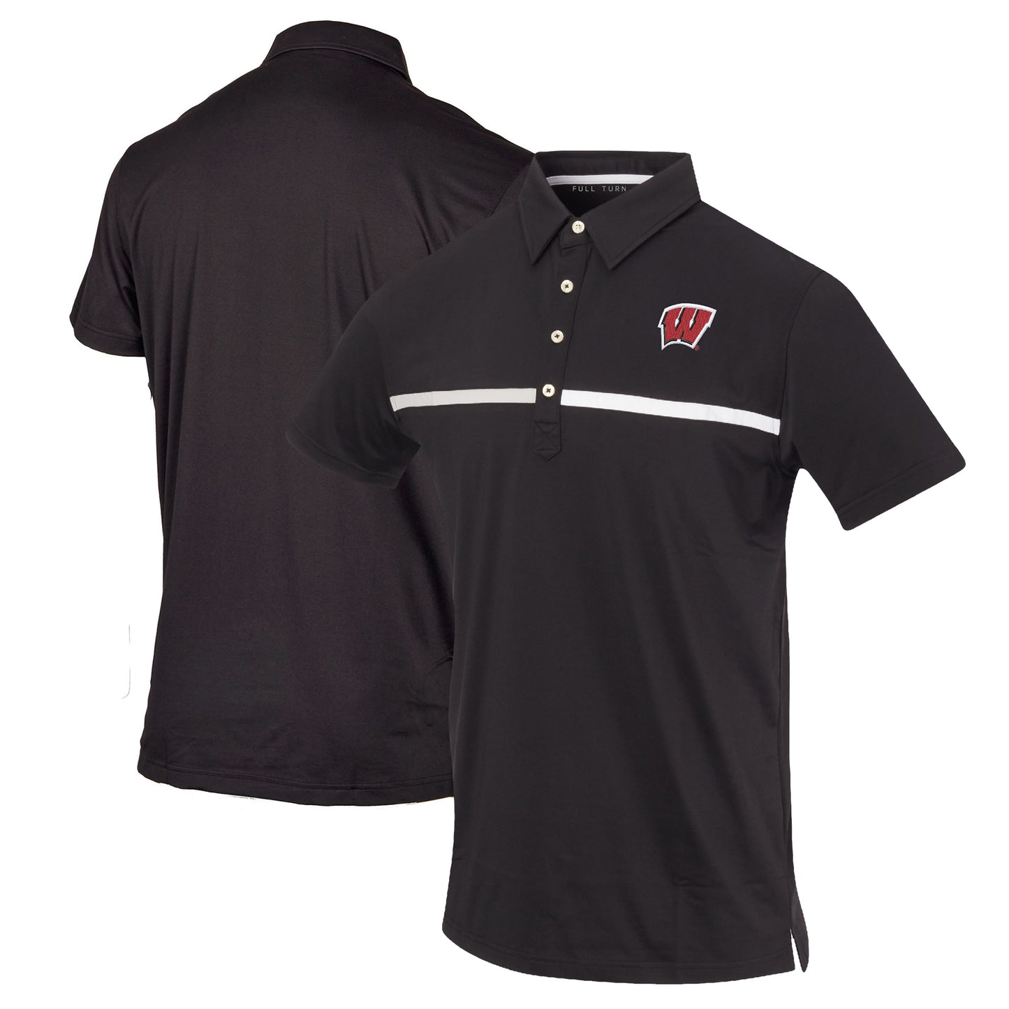 Men's Black Wisconsin Badgers Color Blocked Stretch Polo