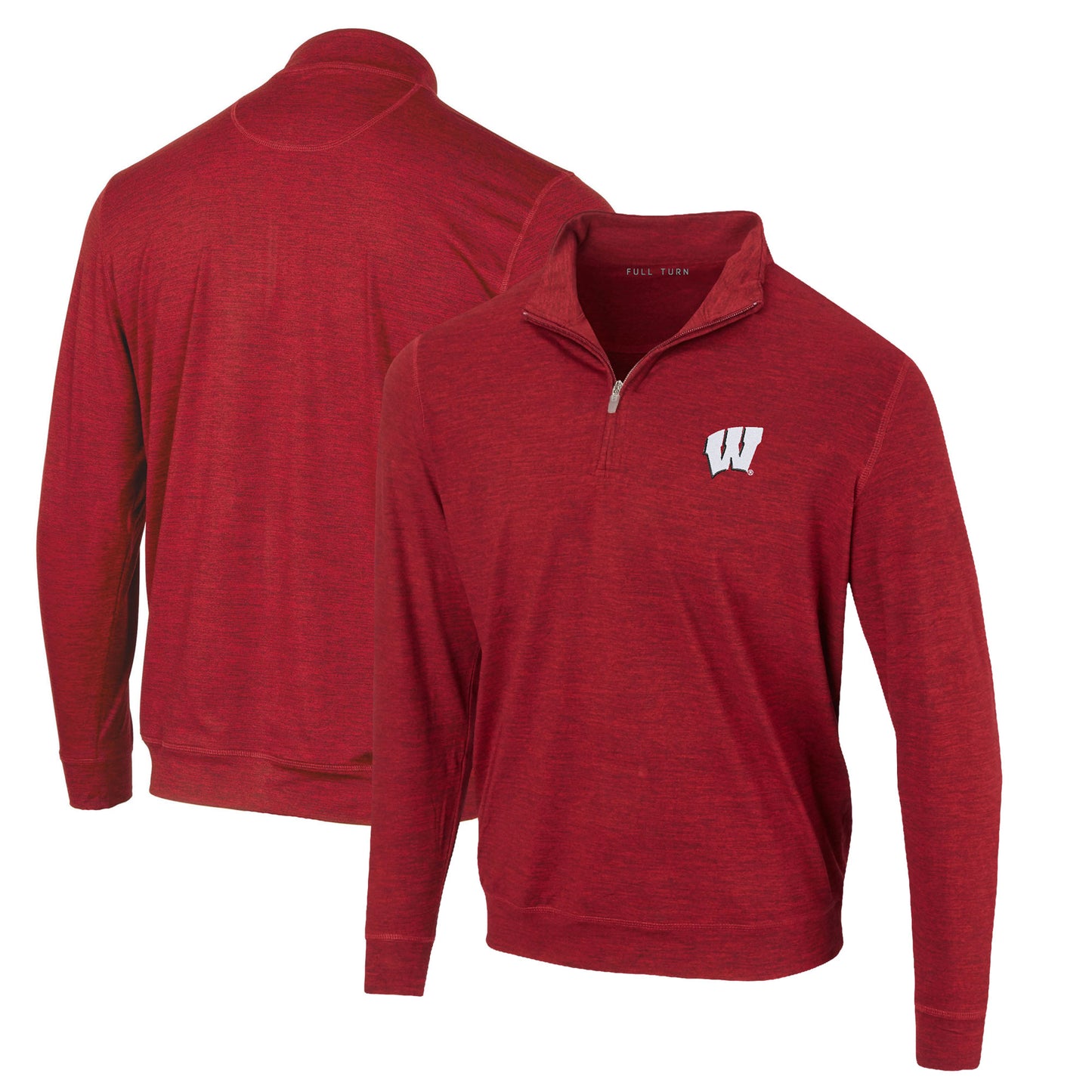 Men's Red Wisconsin Badgers Peached Marled Yarn Quarter-Zip Pullover Jacket