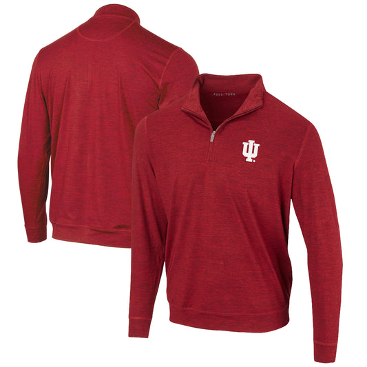 Men's Crimson Indiana Hoosiers Peached Marled Yarn Quarter-Zip Pullover Jacket