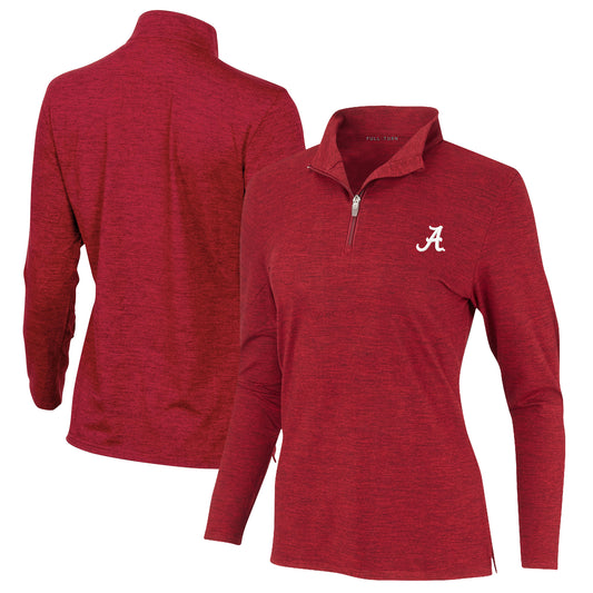 Women's Crimson Alabama Crimson Tide Peached Marled Yarn Quarter-Zip Pullover Jacket