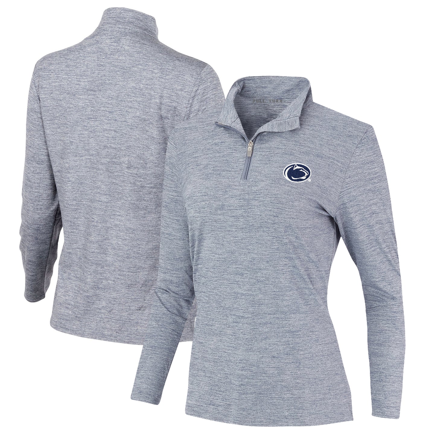 Women's Heathered Navy Penn State Nittany Lions Peached Marled Yarn Quarter-Zip Pullover Jacket