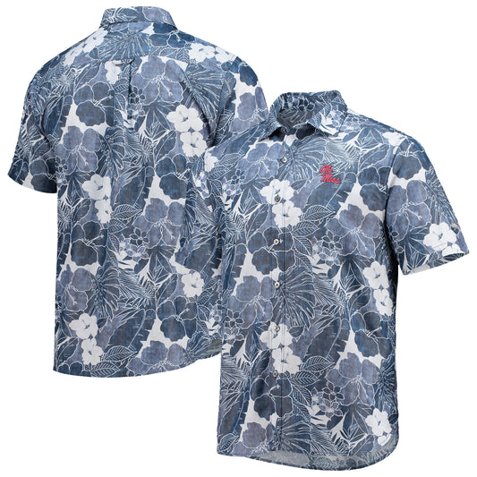 Men's Tommy Bahama Navy Ole Miss Rebels Coconut Point Playa Flora IslandZone Button-Up Shirt