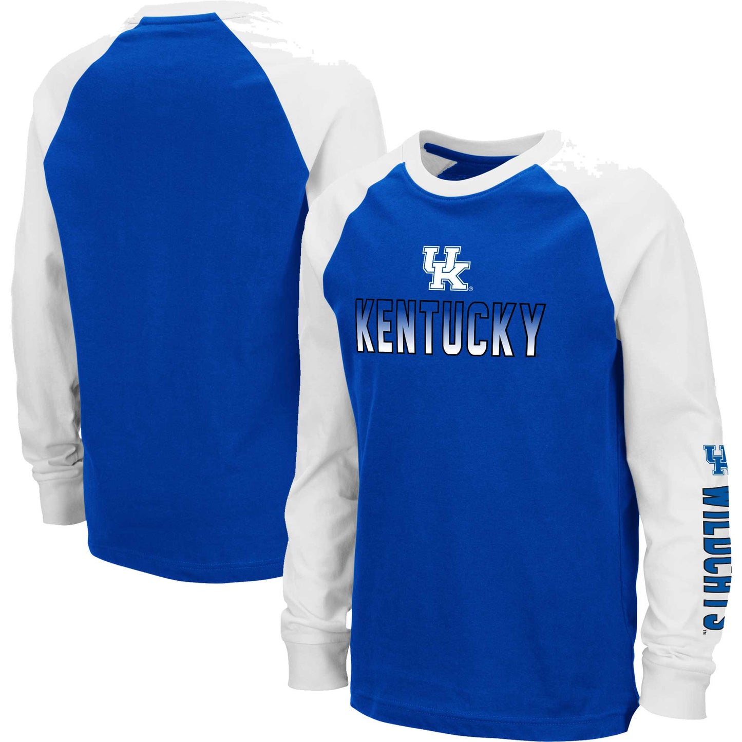 Youth Colosseum Royal/White Kentucky Wildcats Beanie Raglan Long Sleeve T-Shirt