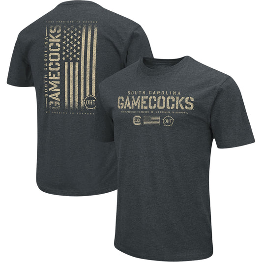 Men's Colosseum Heathered Black South Carolina Gamecocks OHT Military Appreciation Flag 2.0 T-Shirt