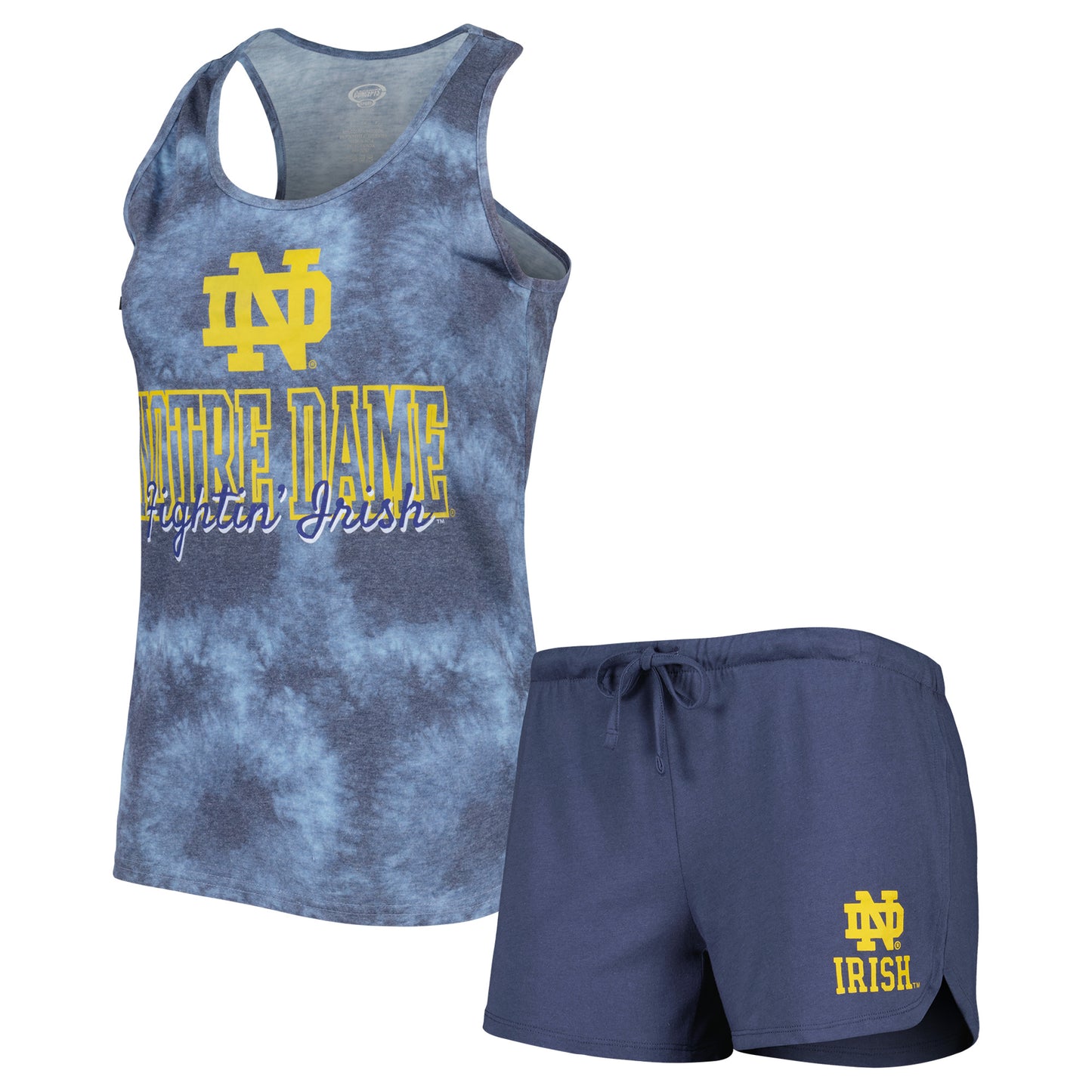 Women's Concepts Sport Navy Notre Dame Fighting Irish Billboard Tie-Dye Tank Top & Shorts Set