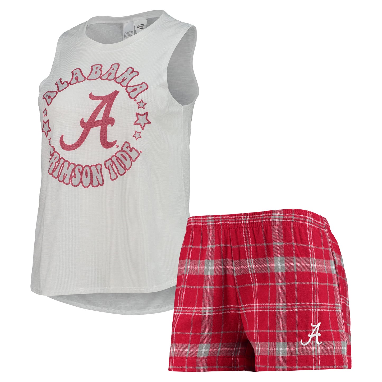 Women's Concepts Sport Crimson/White Alabama Crimson Tide Ultimate Flannel Tank Top & Shorts Sleep Set